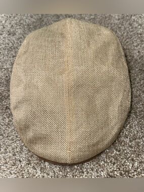 Stetson STC310 Ivy Flat Cap Men's Size Medium M Beige Faux Linen Driving Hat